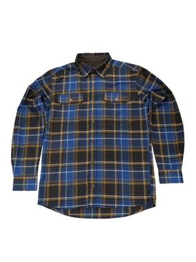 Swiss Tech Blue Plaid Button Up Shirt Mens Small Stretch Outdoor